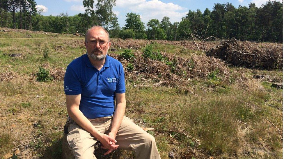 Mike Coates of the RSPB on Farnham Heath