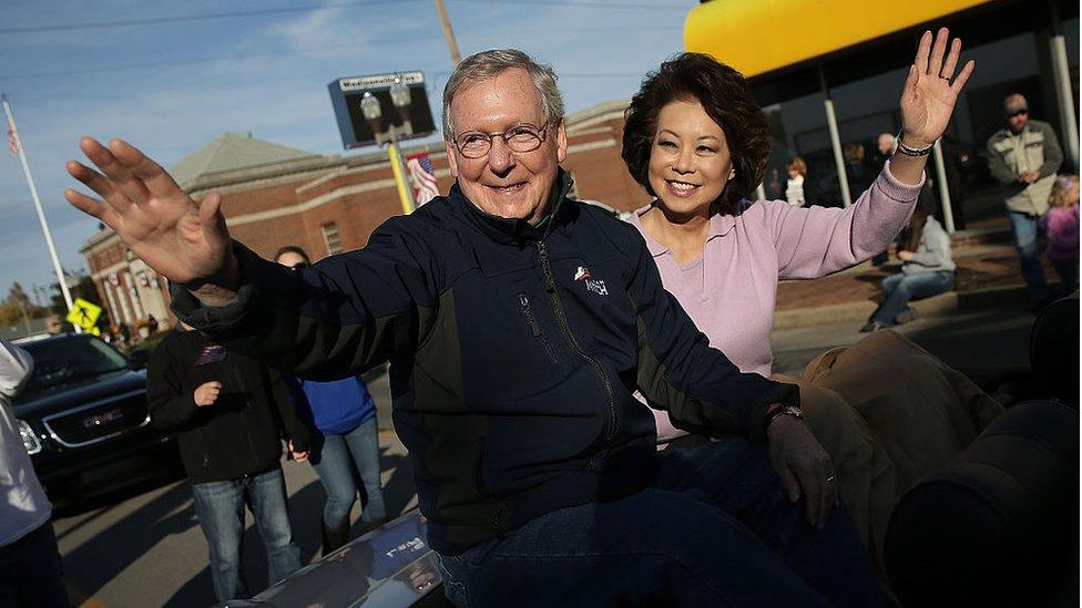 Kentucky Senator Mitch McConnell and his wife, US Transportation Secretary Elaine Chao