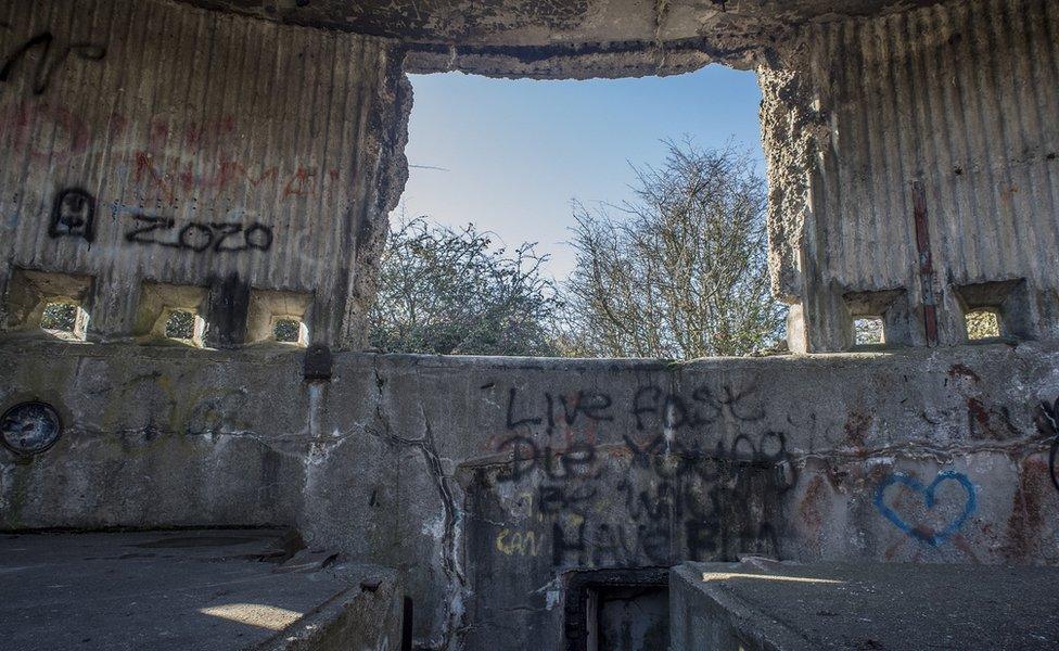 Inside one of the old gun emplacements