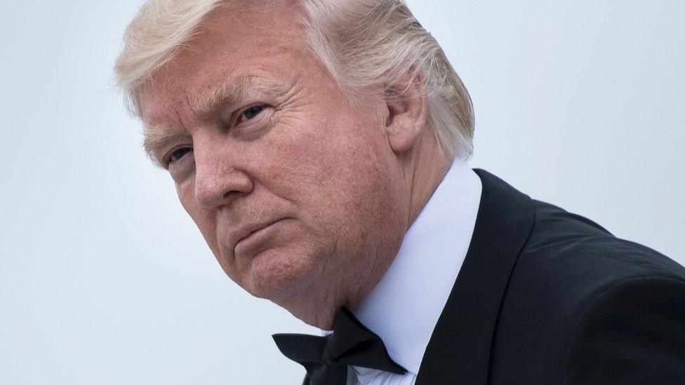 US President Donald Trump, at JFK airport in New York