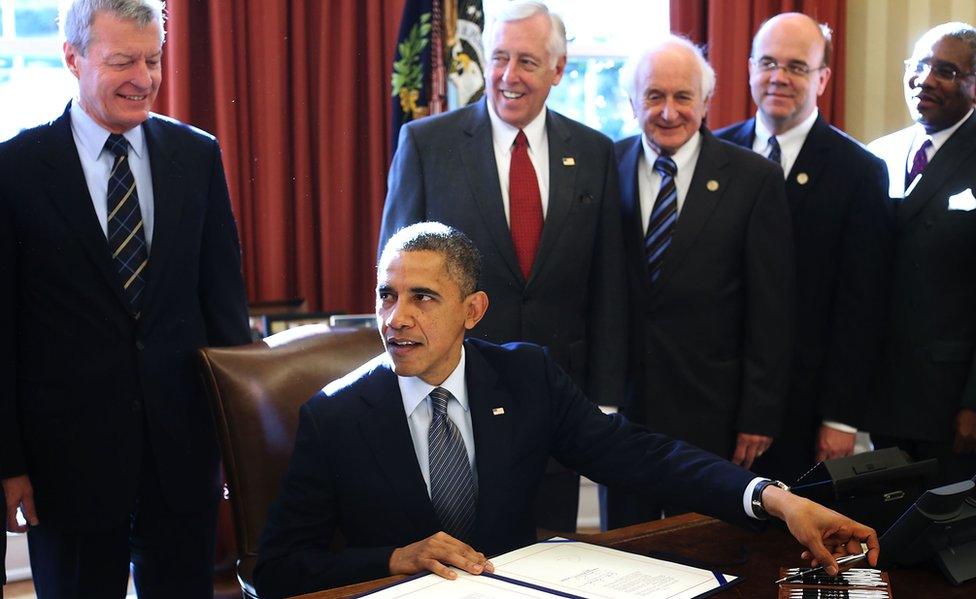 President Barack Obama signs into law the Magnitsky Act (2012 file photo)