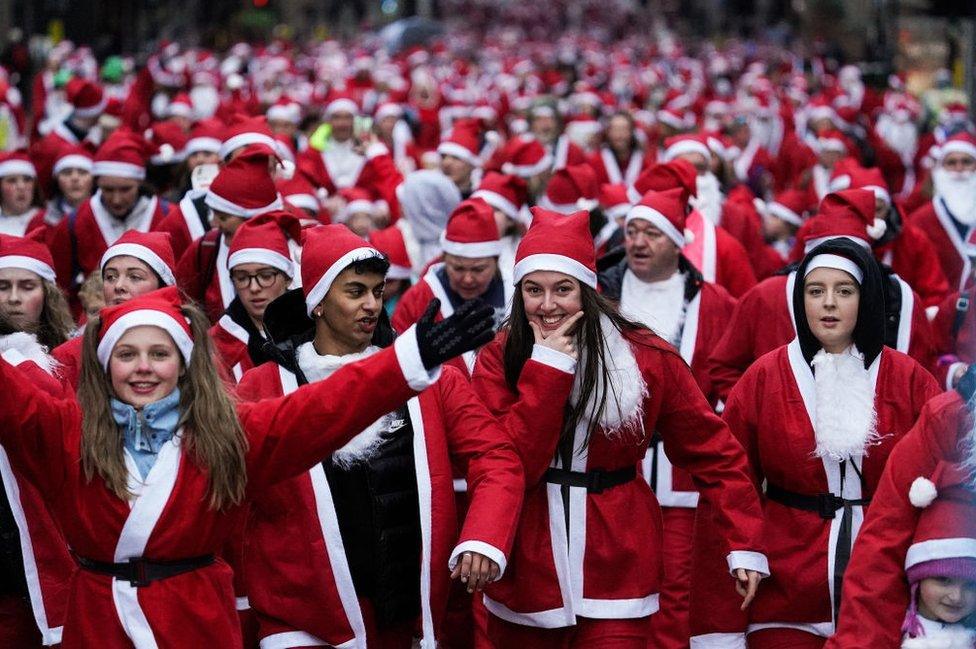 Smiling santas