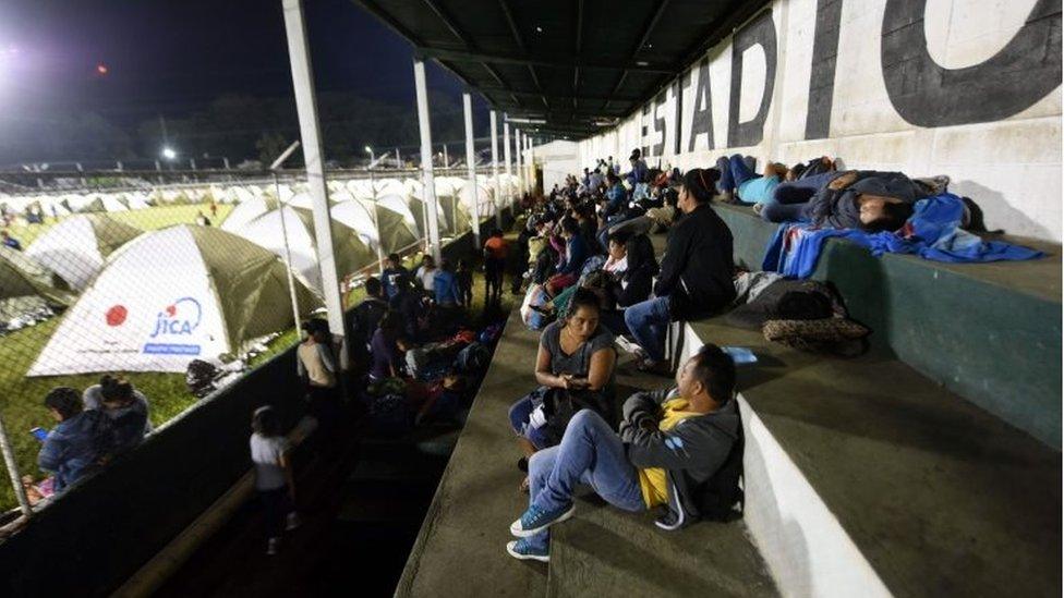 Residents of several communities nearby the erupting Fuego volcano, stay at a temporary shelter in Escuintla department, 35 km south of Guatemala City on Nov. 19, 2018.