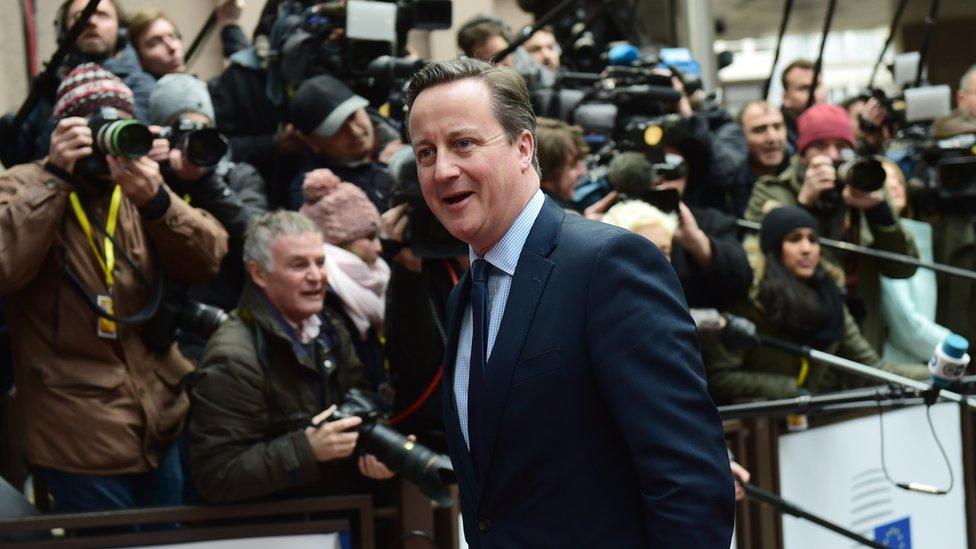 UK Prime Minister David Cameron arrives in Brussels (18 Feb)