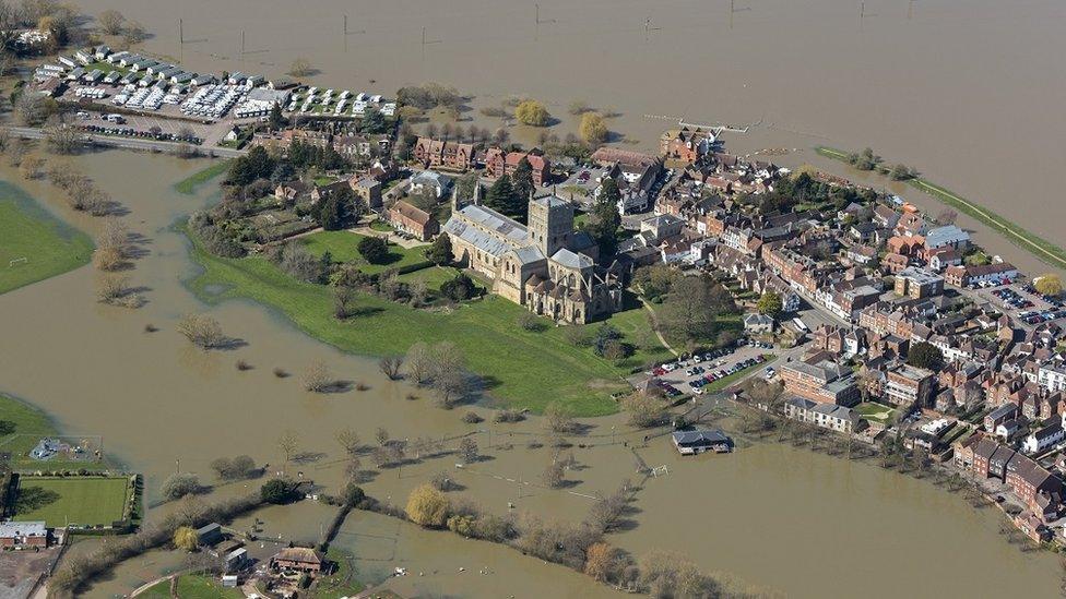 Flooded shot of Tewkesbury