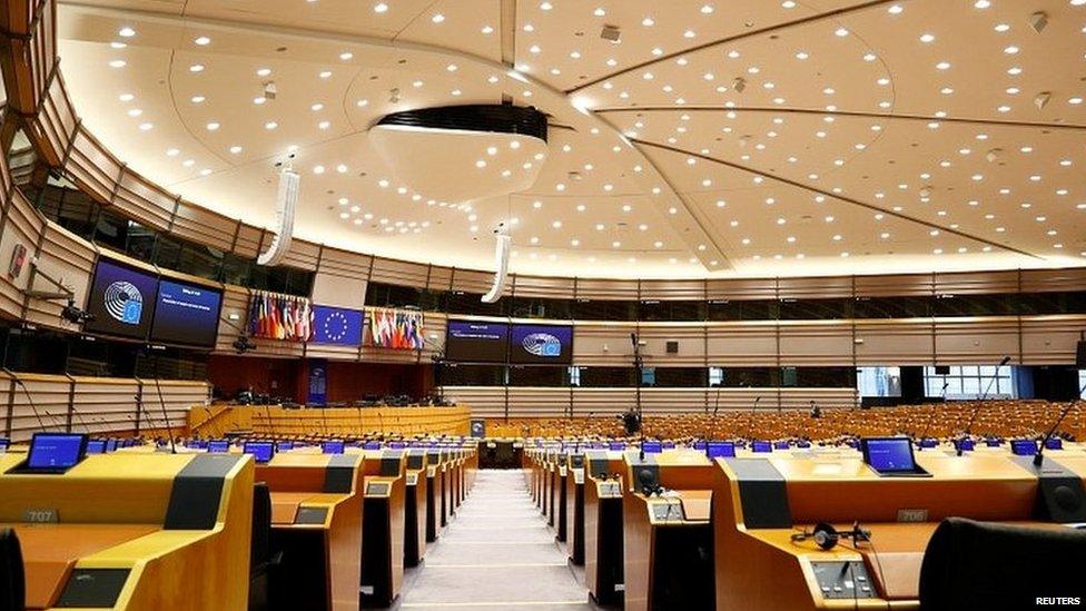 Chamber of the European Parliament in Brussels