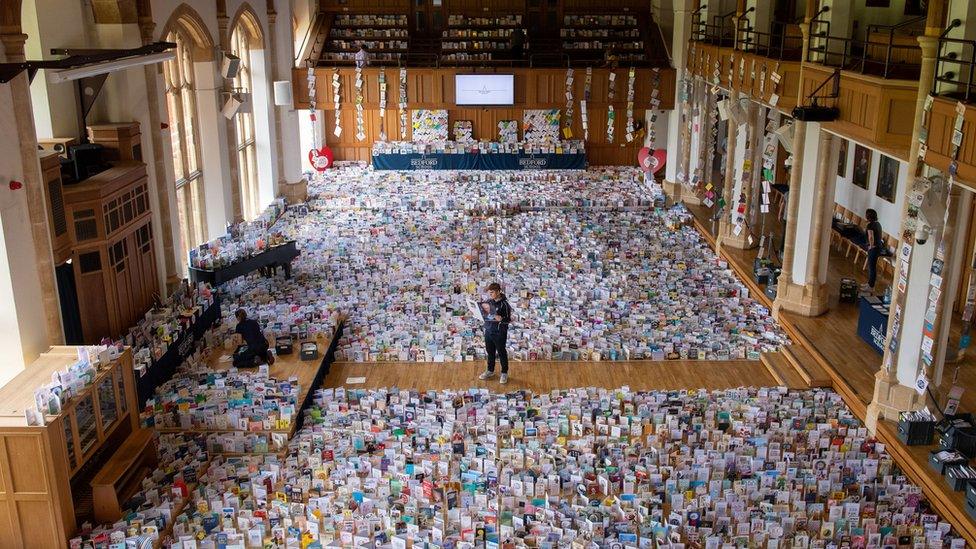 Birthday cards in school hall