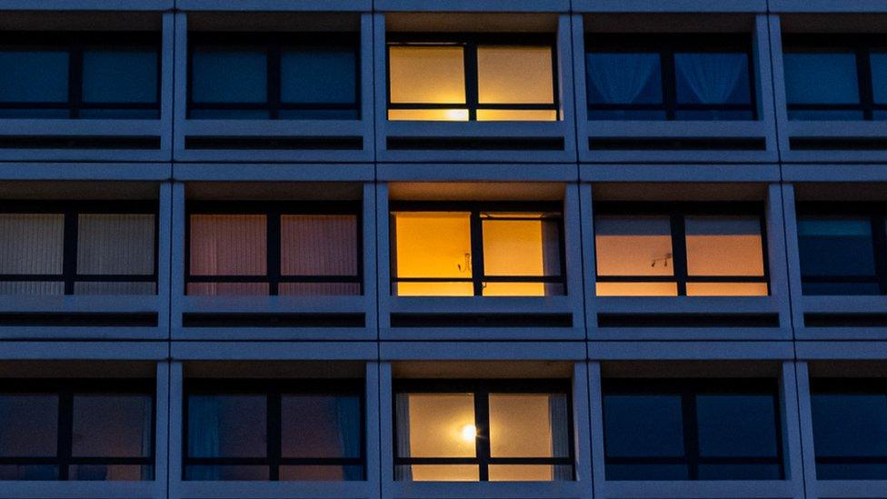 Close up of windows on flat block