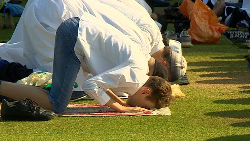 Muslims praying