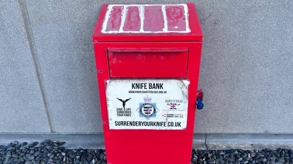 A photo of the knife amnesty bin in Patchway.