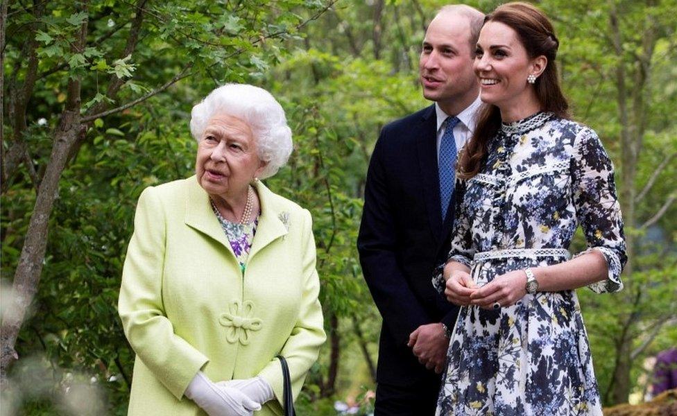 The Queen, William and Kate at Chelsea