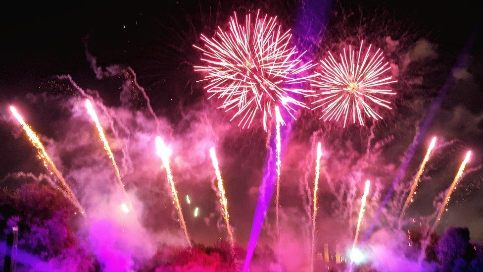 A fireworks display