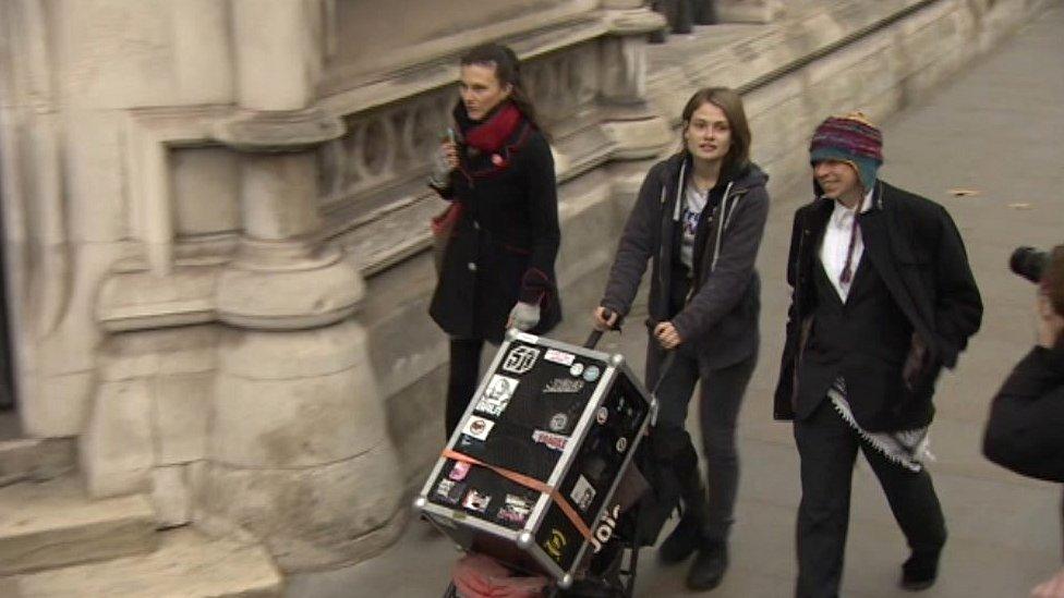 Lauri Love arriving at court with his team