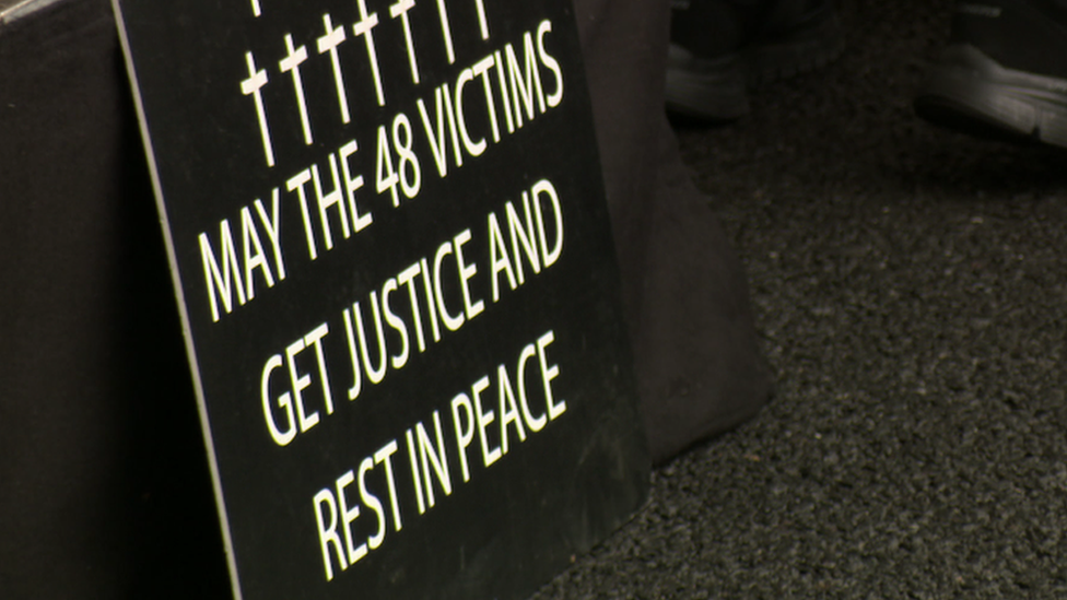 A placard to remember the victims