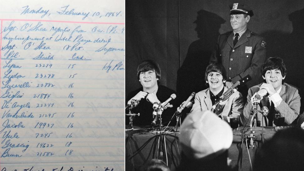 NYPD log book and The Beatles in February 1964