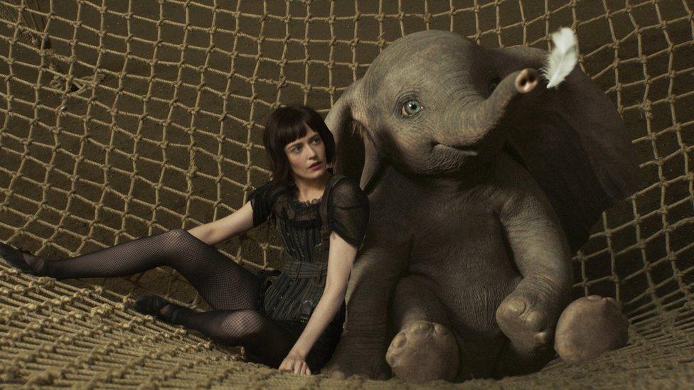 Eva Green as Colette with Dumbo the elephant