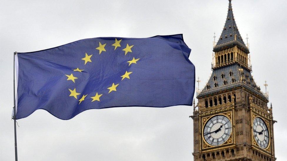 EU flag outside Parliament