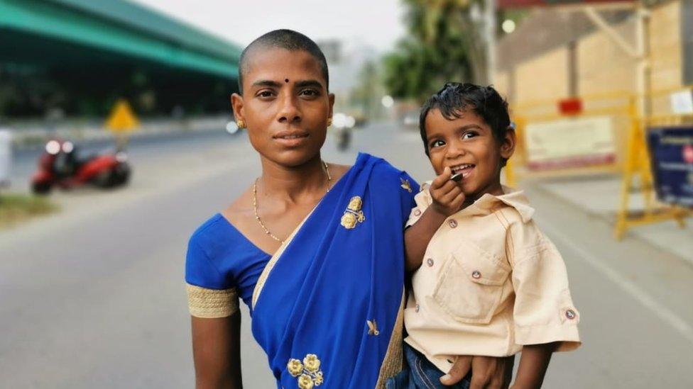 Prema with her son