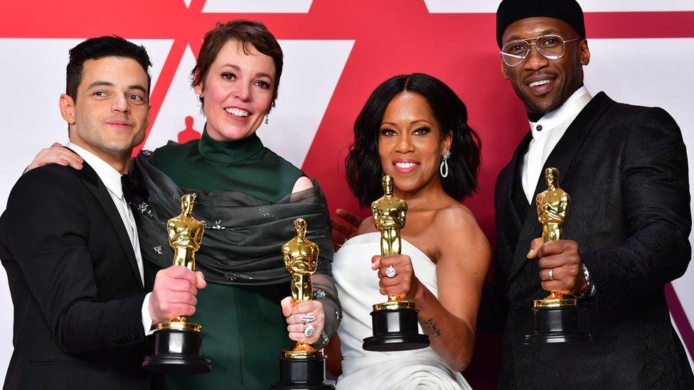 Actors (left to right) - Rami Malek, Olivia Coleman, Regina King and Mahershala Ali.