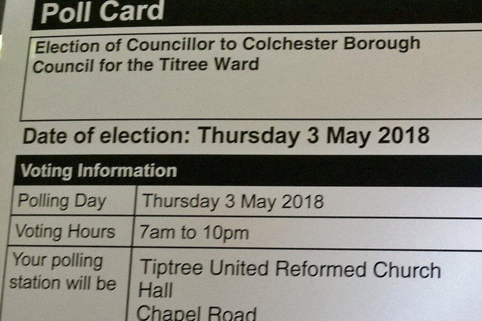 Polling card with spelling error