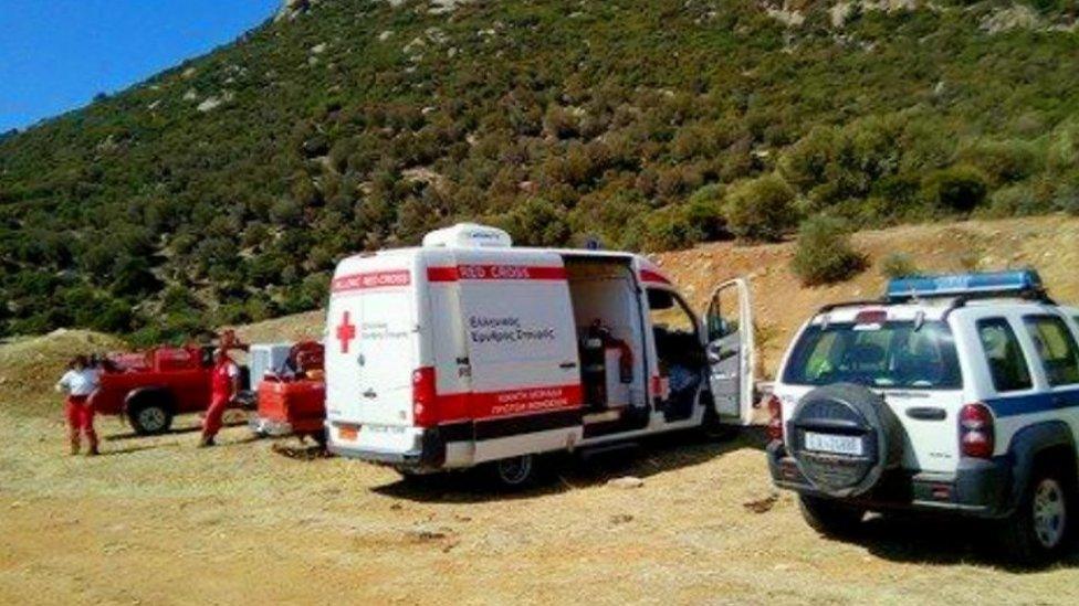 Ambulances at site where body was found