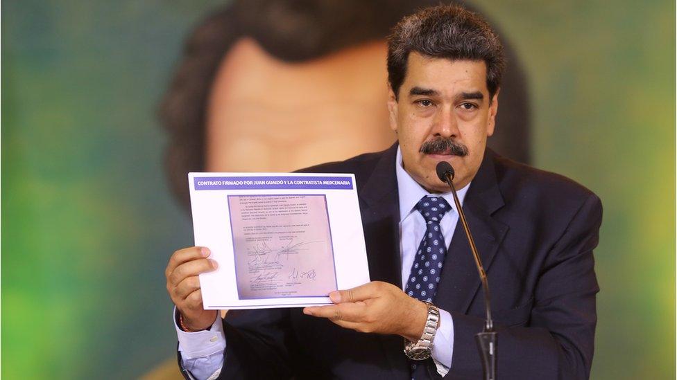 Venezuela's President Nicolas Maduro at a virtual news conference in Caracas