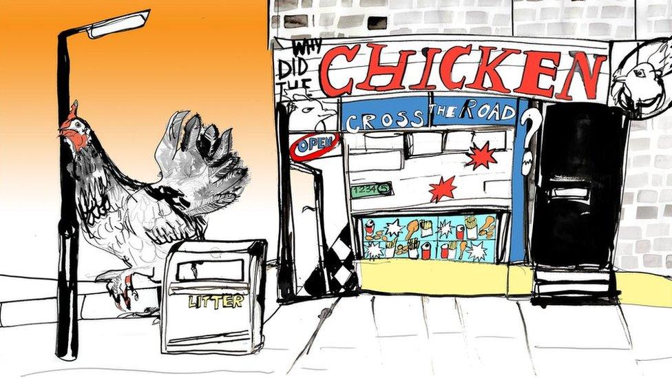 Illustration of a fast food chicken restaurant