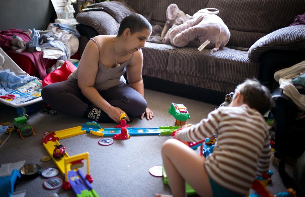 Karrie-Ann playing with her son Wyatt