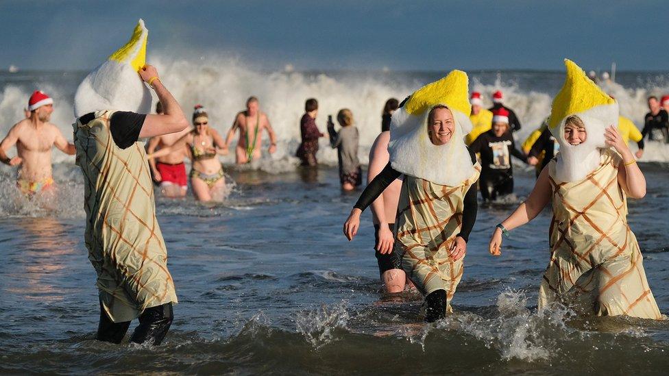 Boxing Day Dip swimmer at Redcar