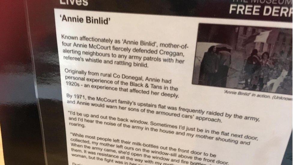 Annie bin lid in free Derry lives exhibition