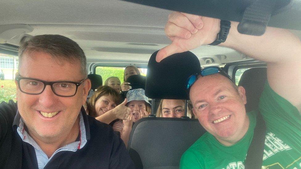 Stephen Glover with friends and family travelling from Stafford to London