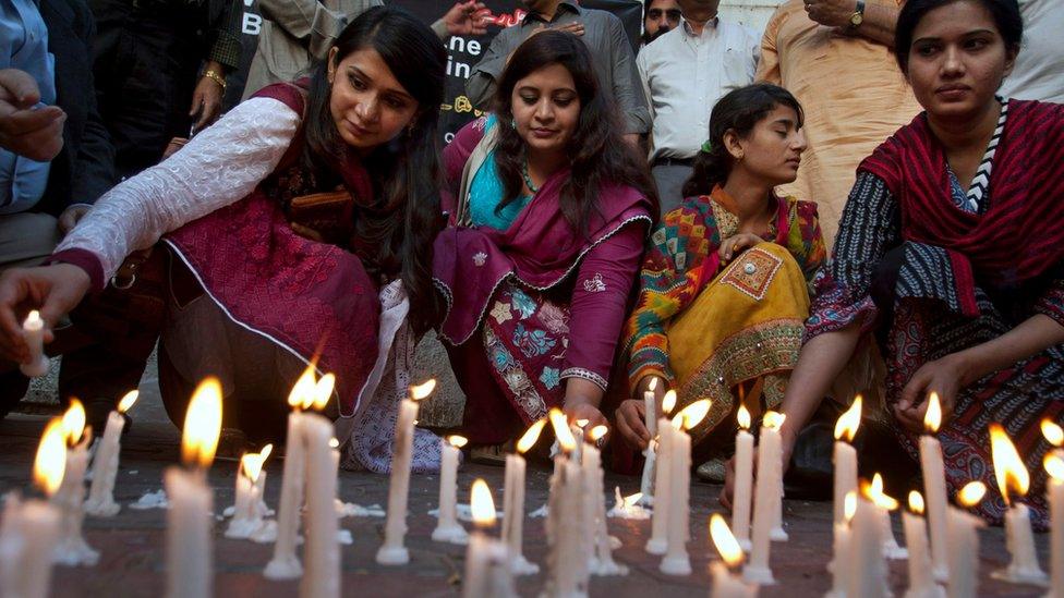 A vigil in Karachi for the victims of a bombing in Lahore, March 2016