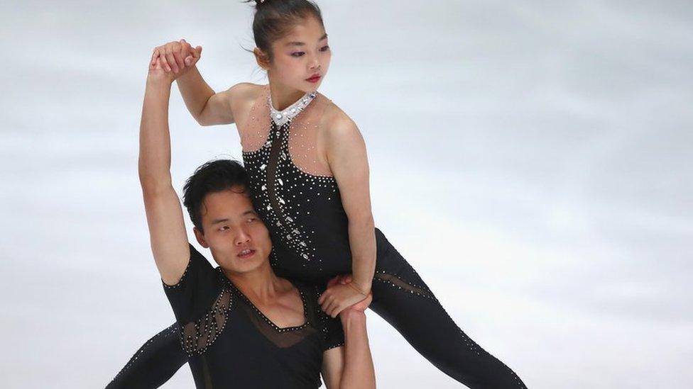 Ju Sik-kim and Tae Ok-ryom on the ice