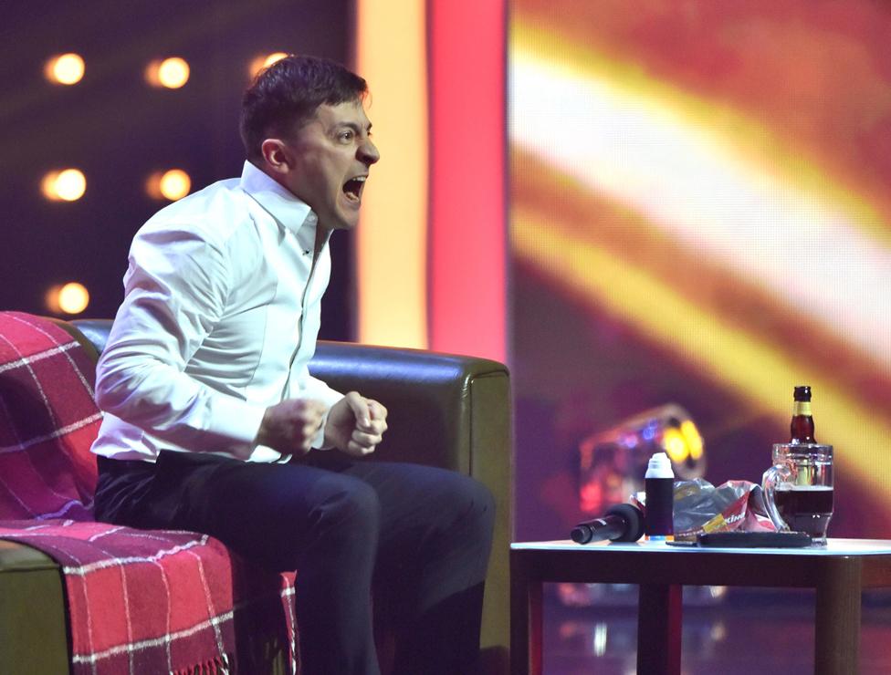 Zelensky performs in Kiev in March with his comedy group, Kvartal 95