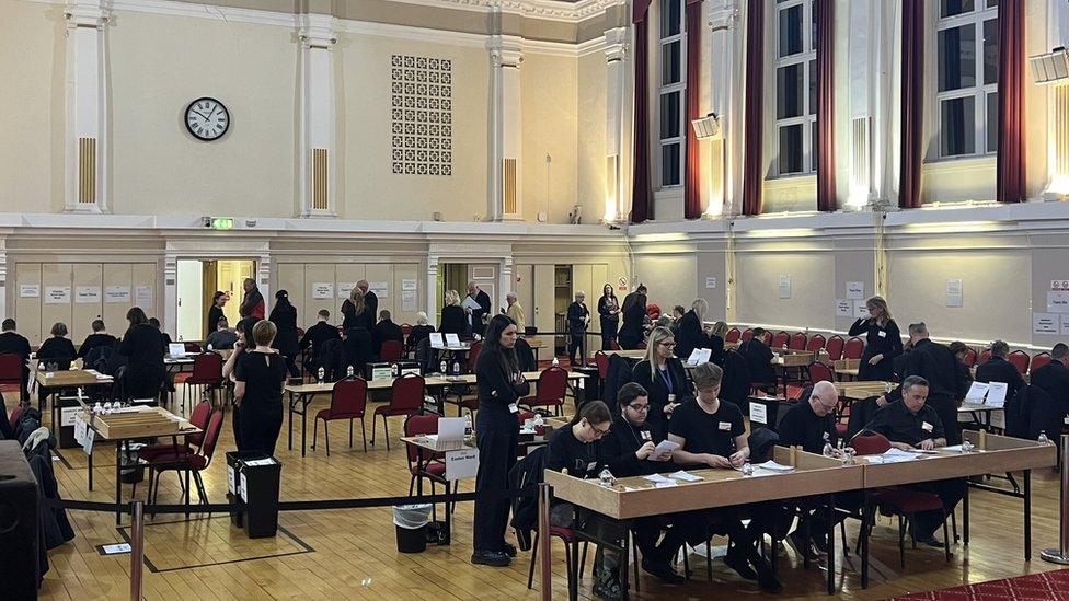 Votes being counted in Chorley