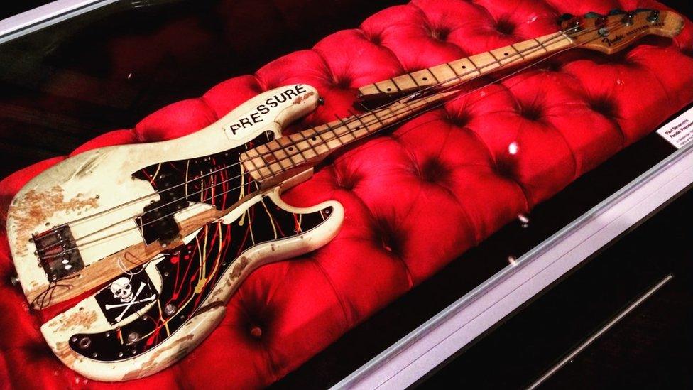 Smashed bass guitar