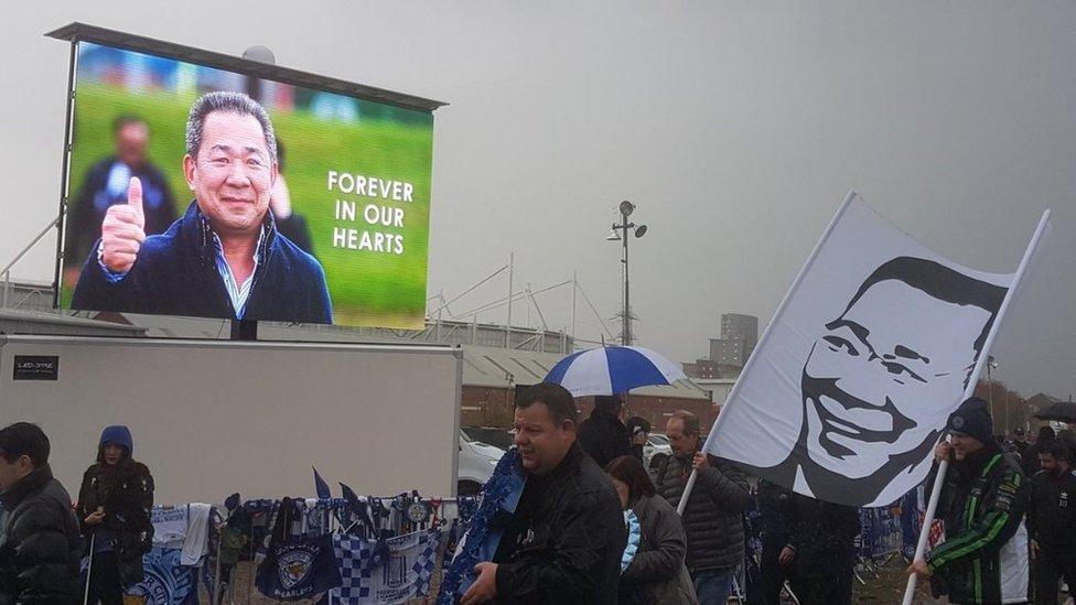 Screen showing Chairman Vichai Srivaddhanaprabha