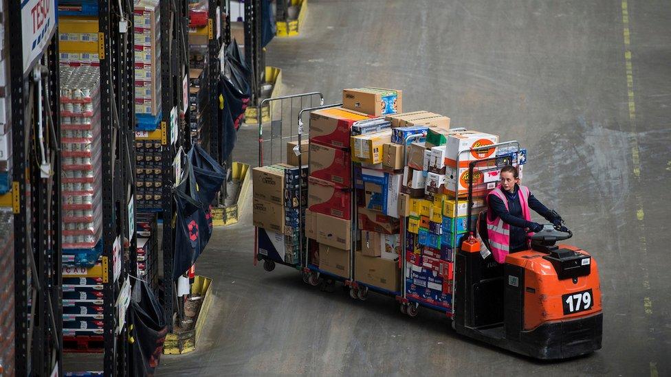 Inside Tesco warehouse