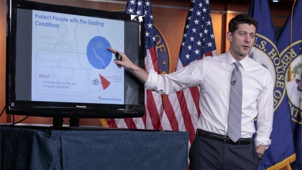 House Speaker Paul Ryan uses charts and graphs to make his case for the long-awaited Republican healthcare plan.