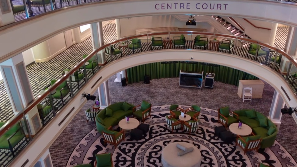 The Ambience cruise ship Centre Court area