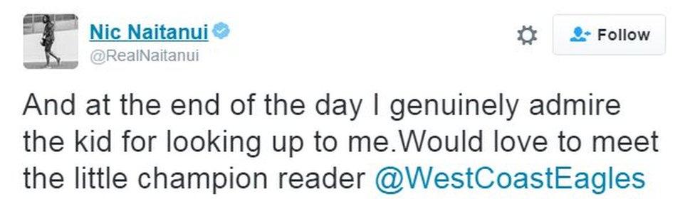 And at the end of the day I genuinely admire the kid for looking up to me. Would love to meet the little champion reader @WestCoastEagles