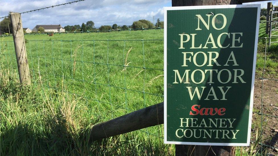 Placard saying 'save Heaney country'