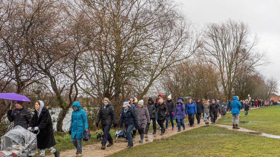 Dozens protested at Balderton Lake