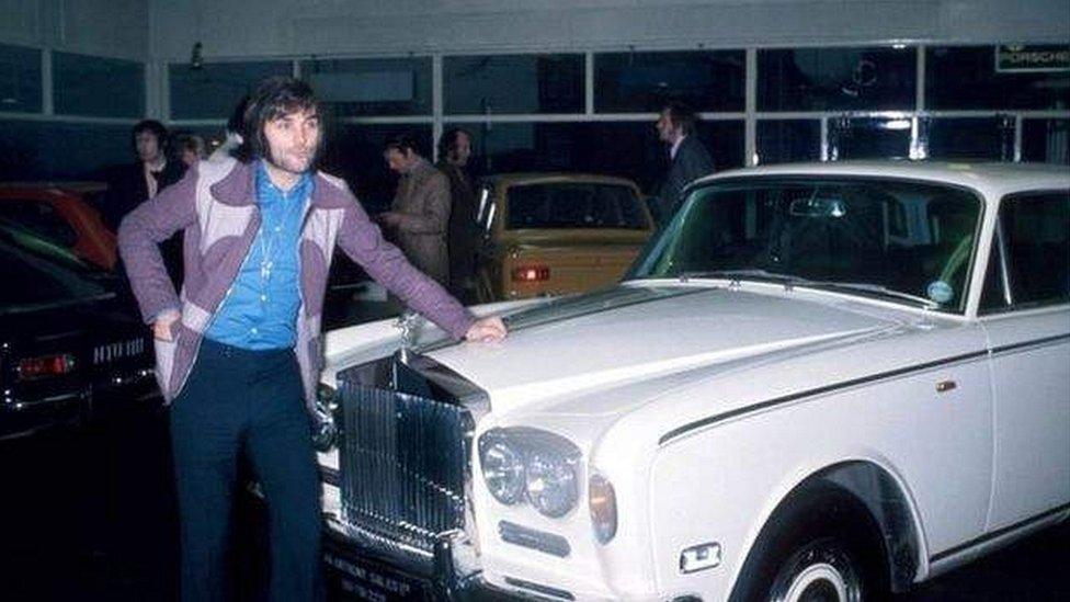 George Best with the Rolls-Royce Silver Shadow he bought in December 1972