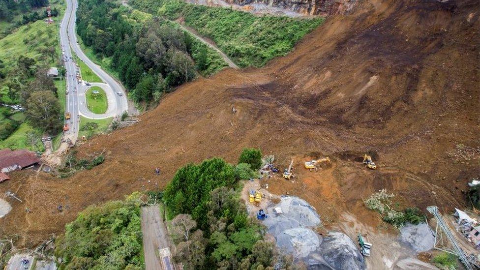 General view of a landslide that affected the Medellin-Bogota highway in Colombia October 26, 2016. Courtesy of EL Colombiano Newspaper/Handout via Reuters.