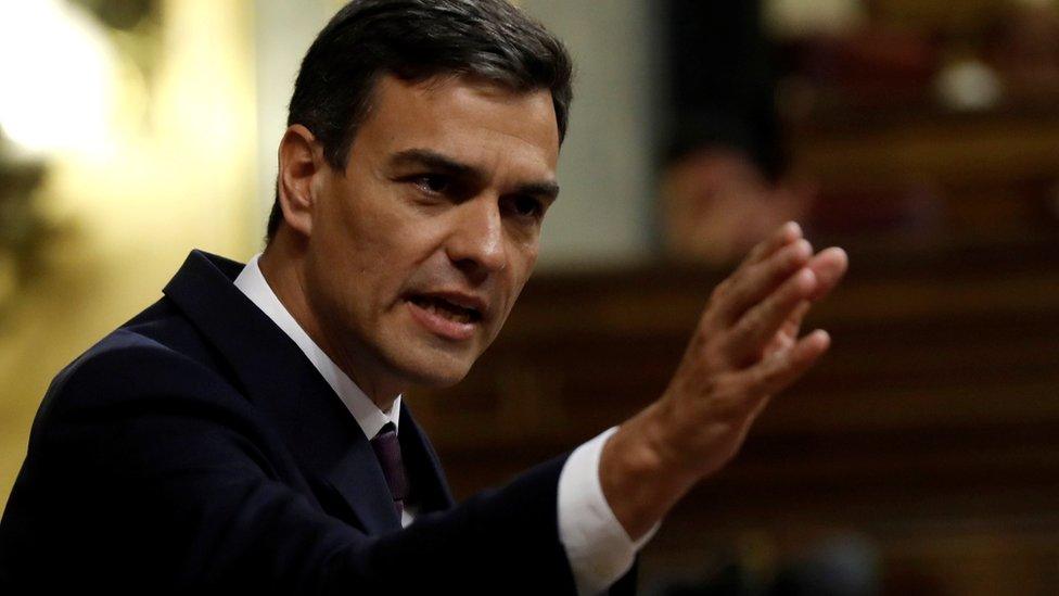 Spanish Prime Minister Pedro Sanchez delivers a speech in parliament in Madrid. 17 July 2018