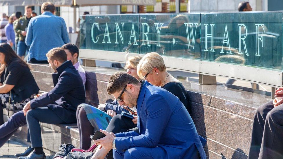 Workers in canary wharf