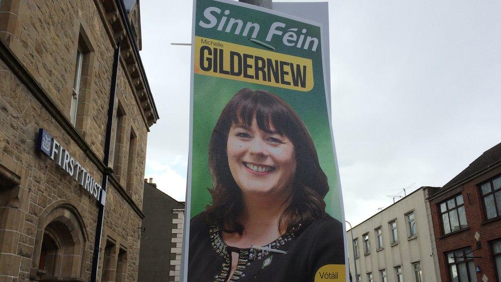 An election poster for Sinn Féin election candidate Michelle Gildernew