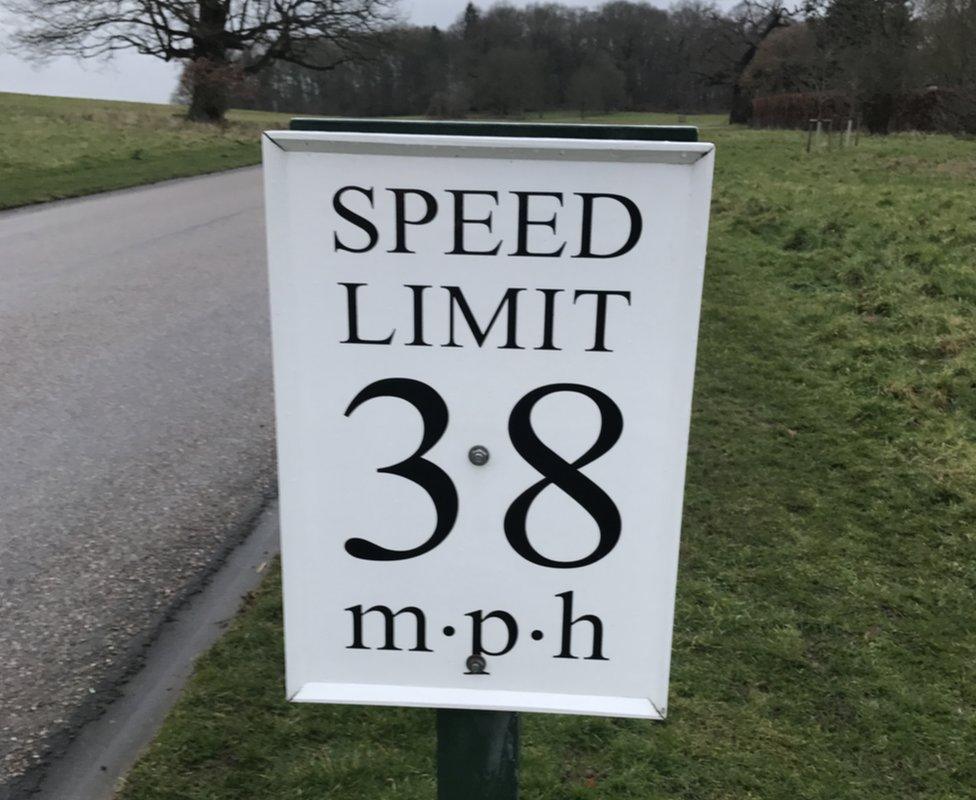 38mph speed limit sign