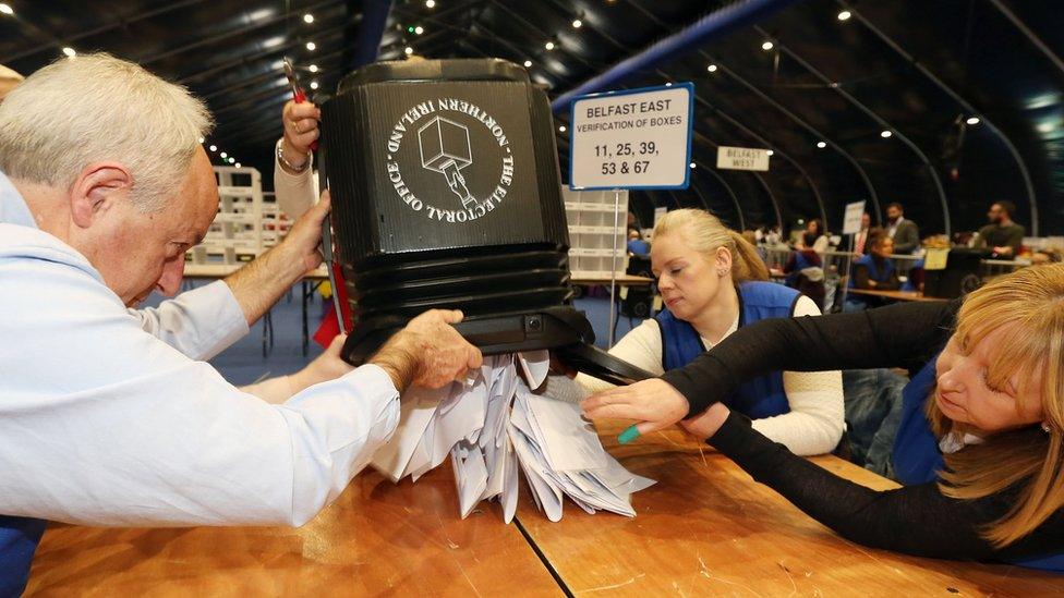 Votes are counted in Northern Ireland